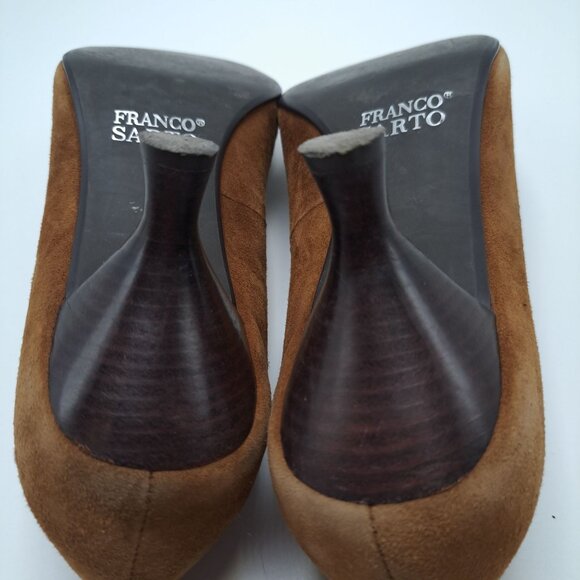 Franco Sarto L-BLESS Womens Peep Toe Heels 8.5 M Leather Brown Suede - Picture 15 of 16
